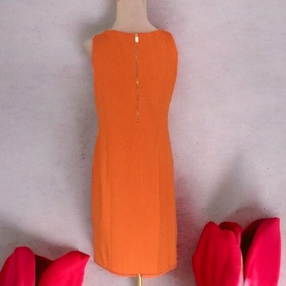 PETER NYGARD PETITE DRESS SIZE 8 ORANGE BEADED DETAIL SLEEVELESS SHEATH - Picture 3 of 7